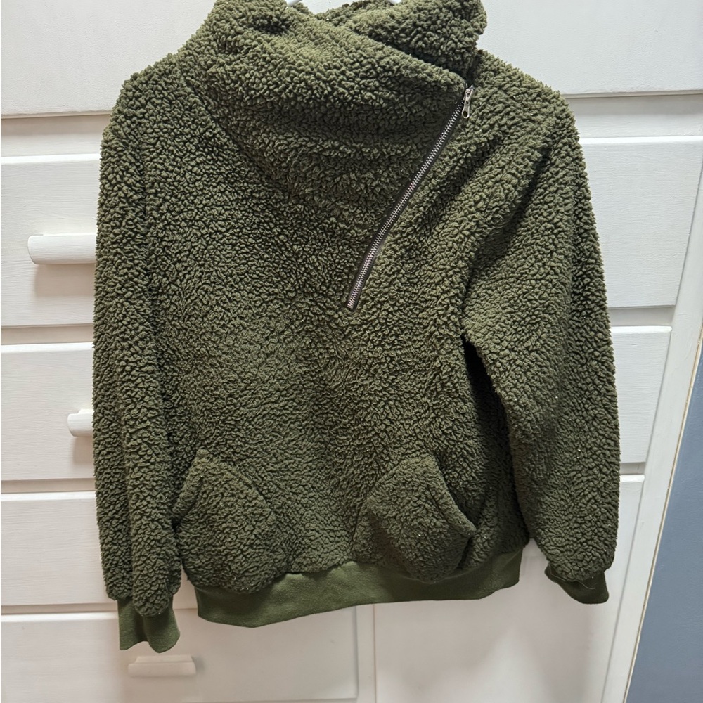 Olive Green Sherpa Jacket